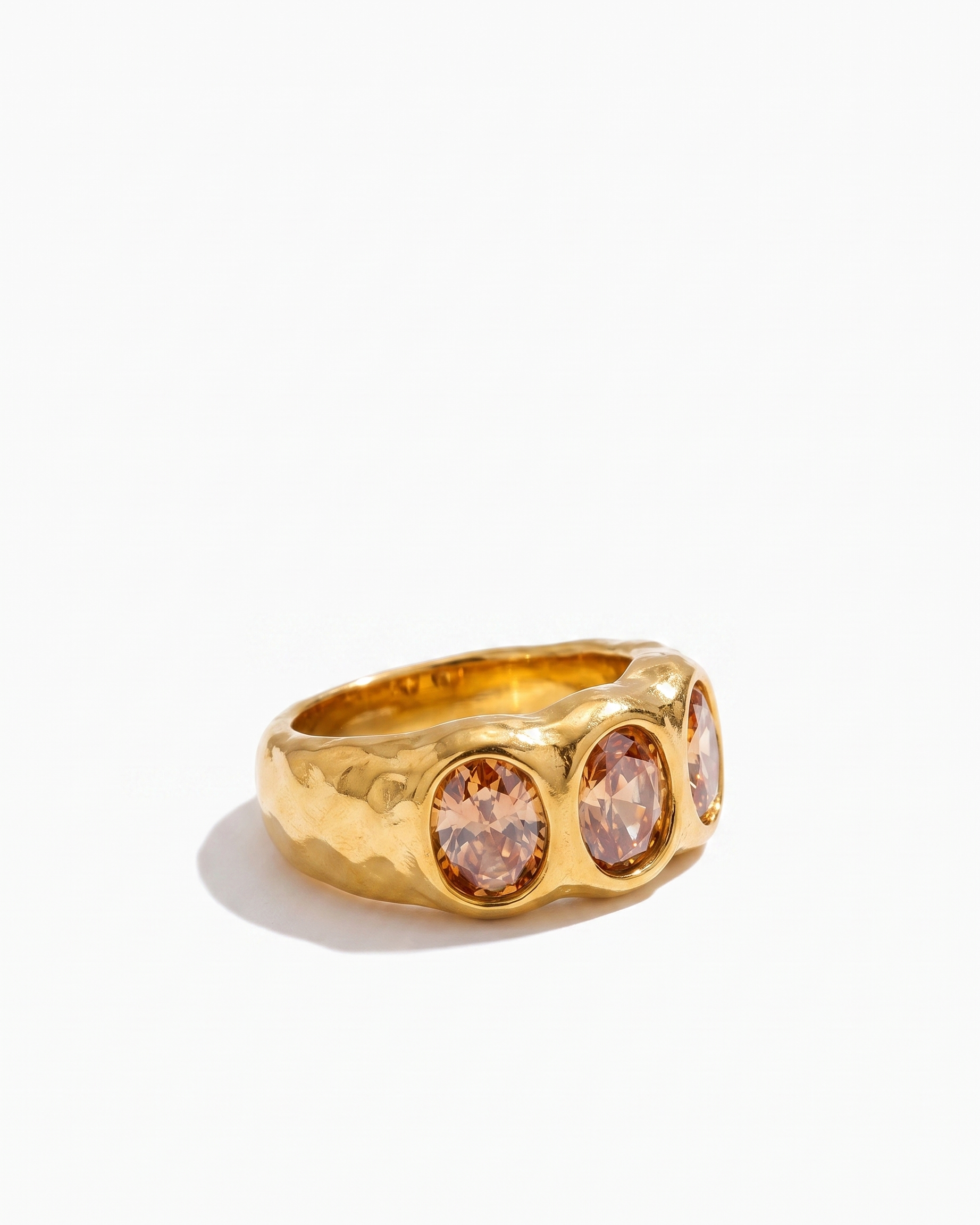 Clemence gold champagne zircon ring side profile