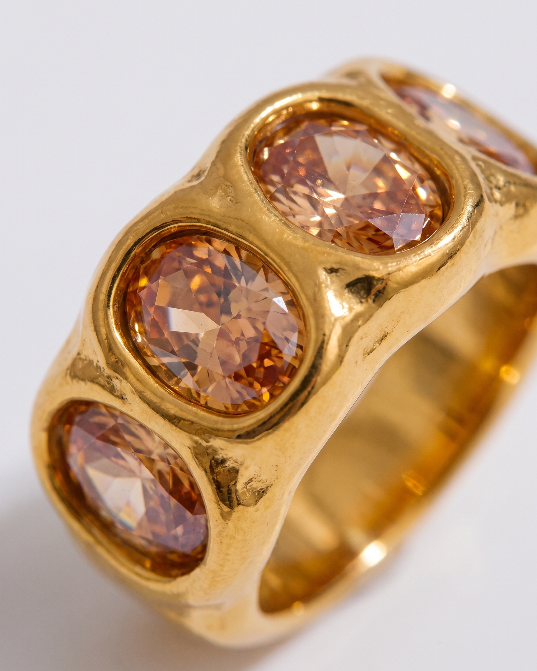 Clemence gold champagne zircon ring macro detail