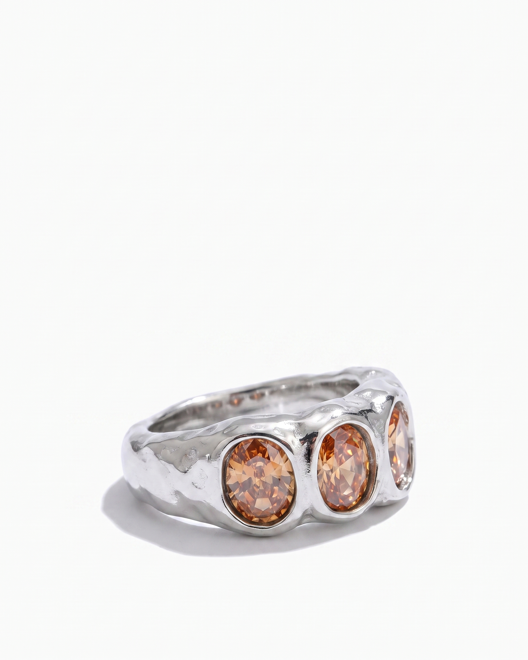 Clemence silver champagne zircon ring side profile