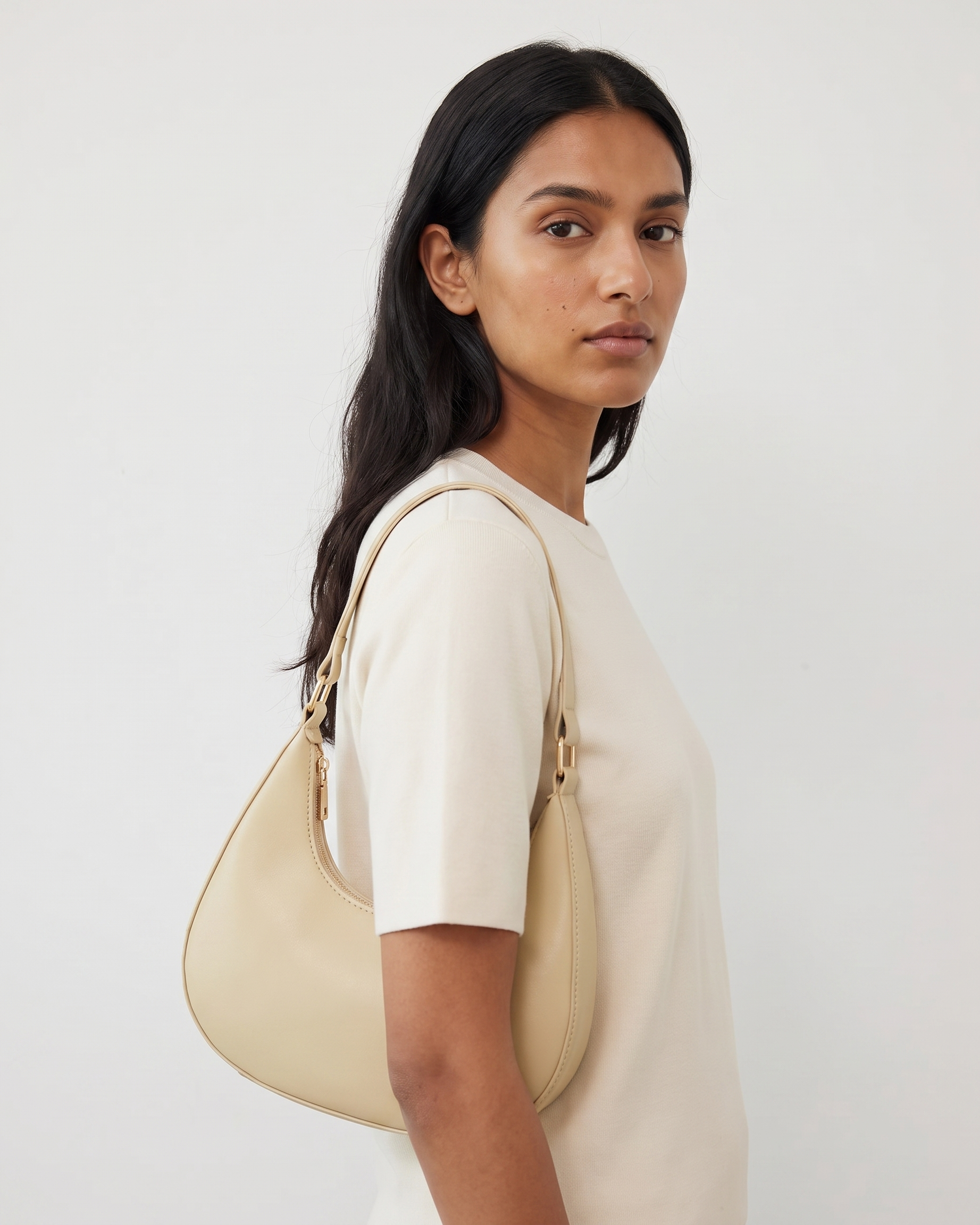 Josephine khaki shoulder bag worn under the arm