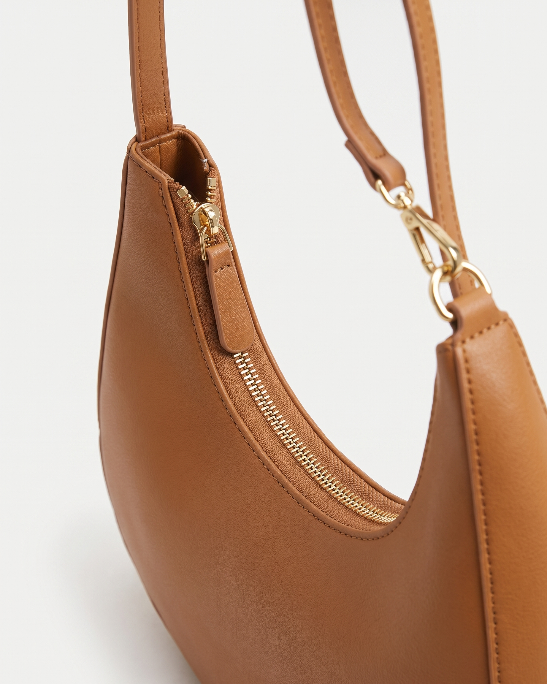 Josephine brown shoulder bag zip and clasp detail
