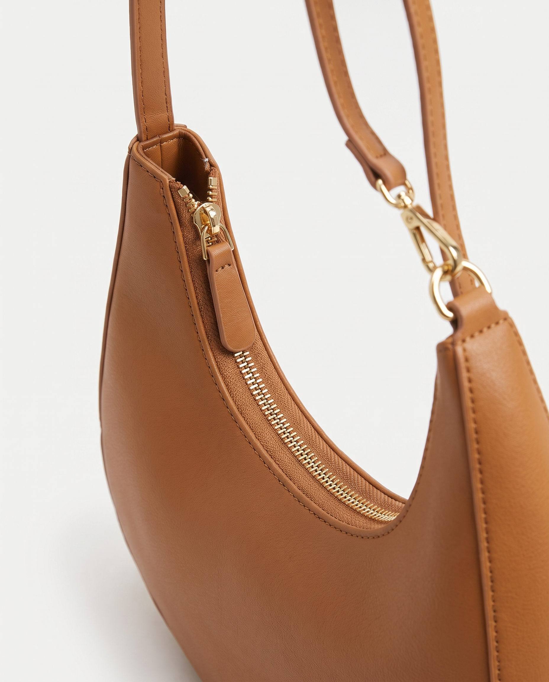 Josephine brown shoulder bag zip and clasp detail