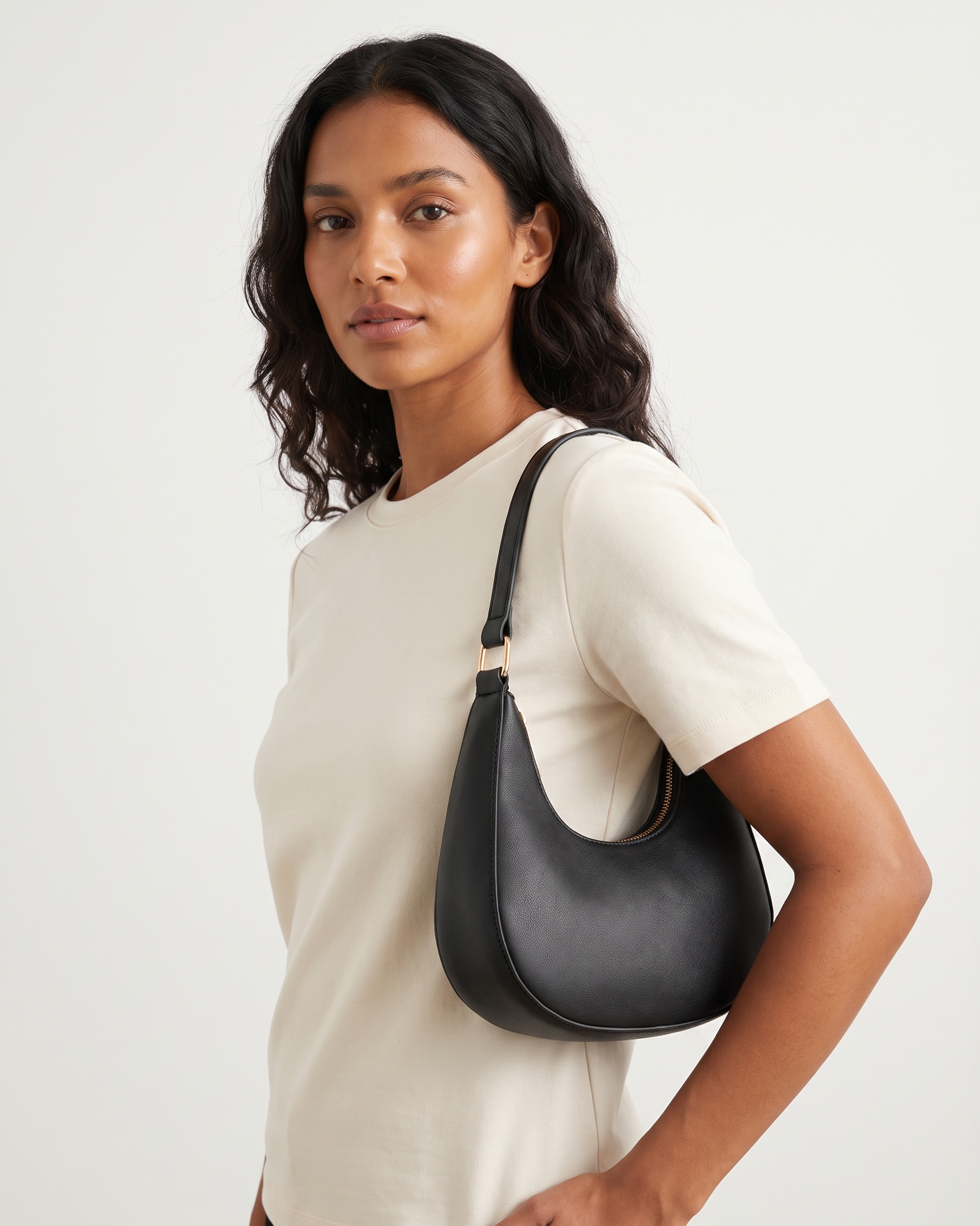 Josephine black shoulder bag worn under the arm