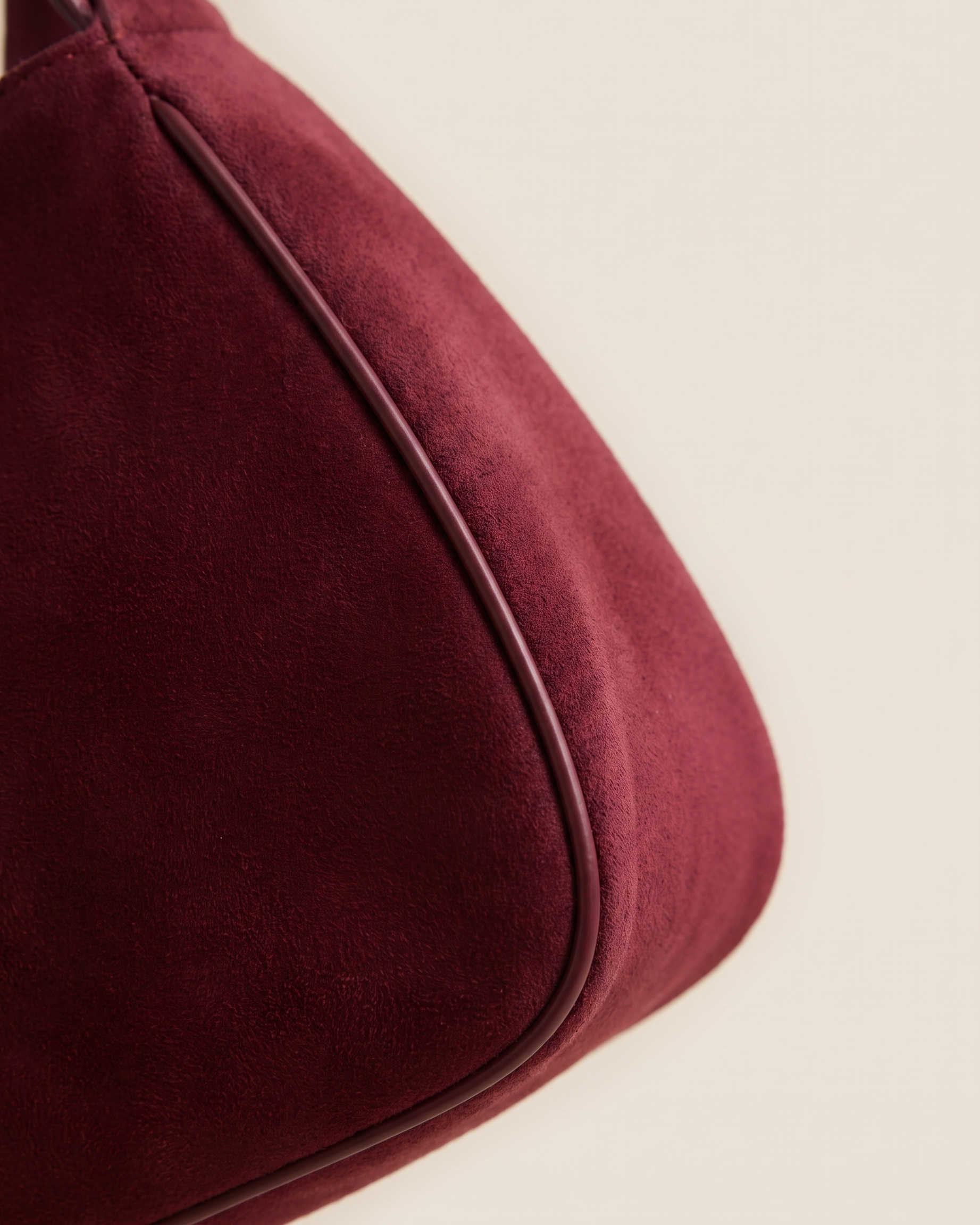 Salome burgundy suede baguette bag suede detail