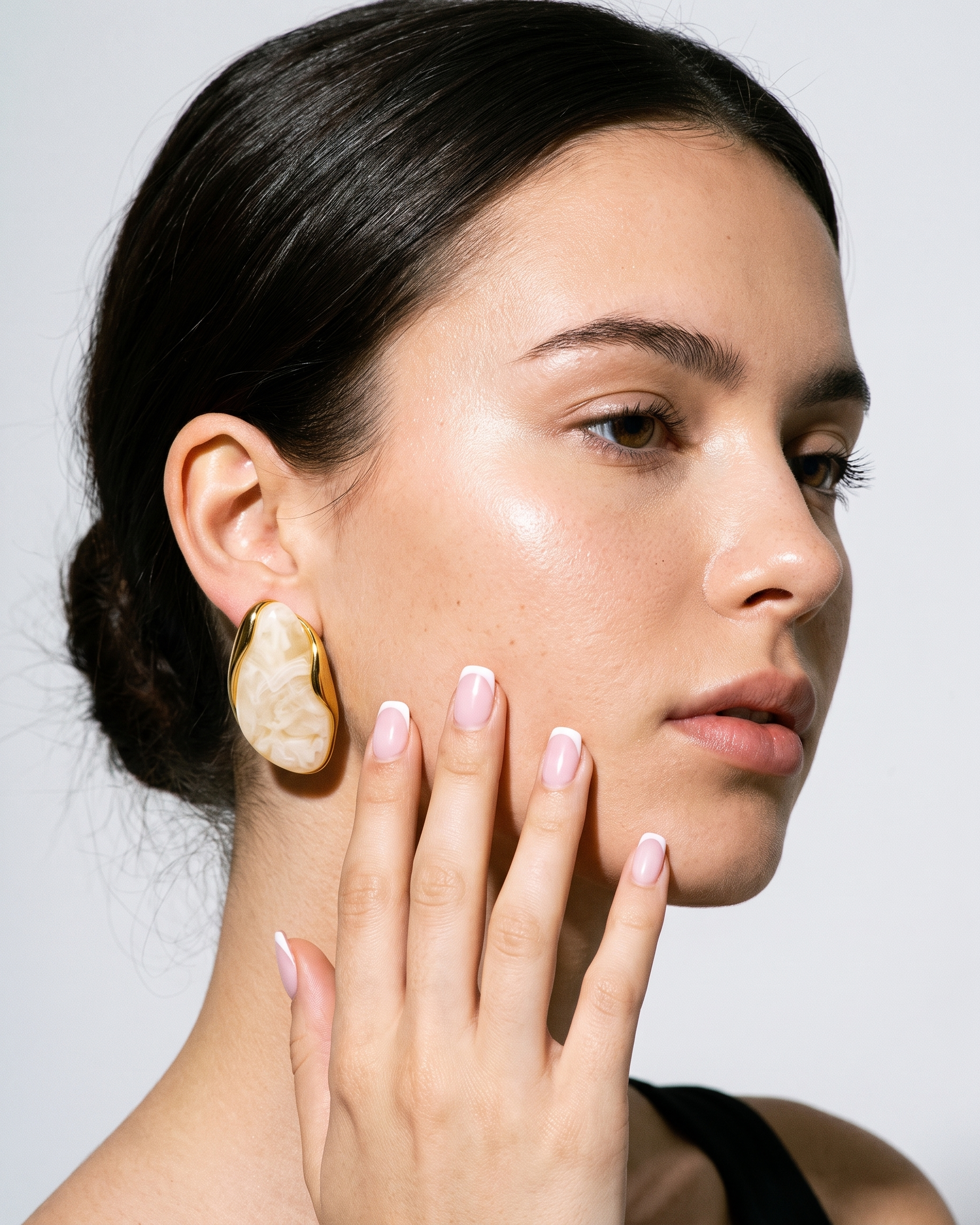 Galet cream pebble studs editorial flash