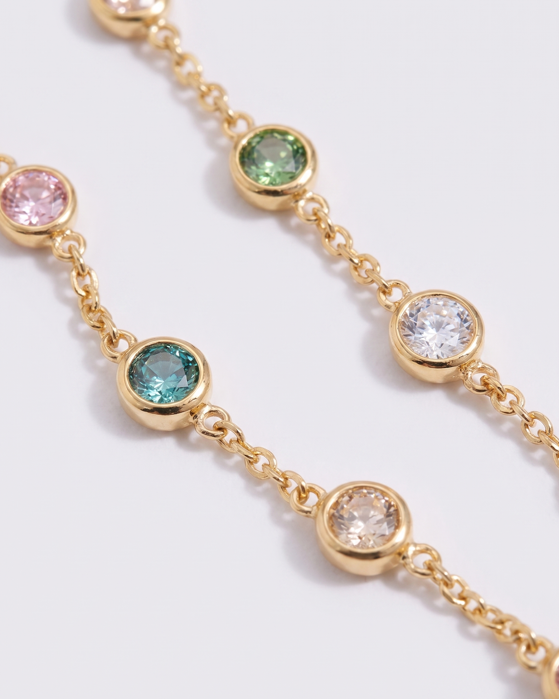 Prisme coloured zircon necklace macro detail