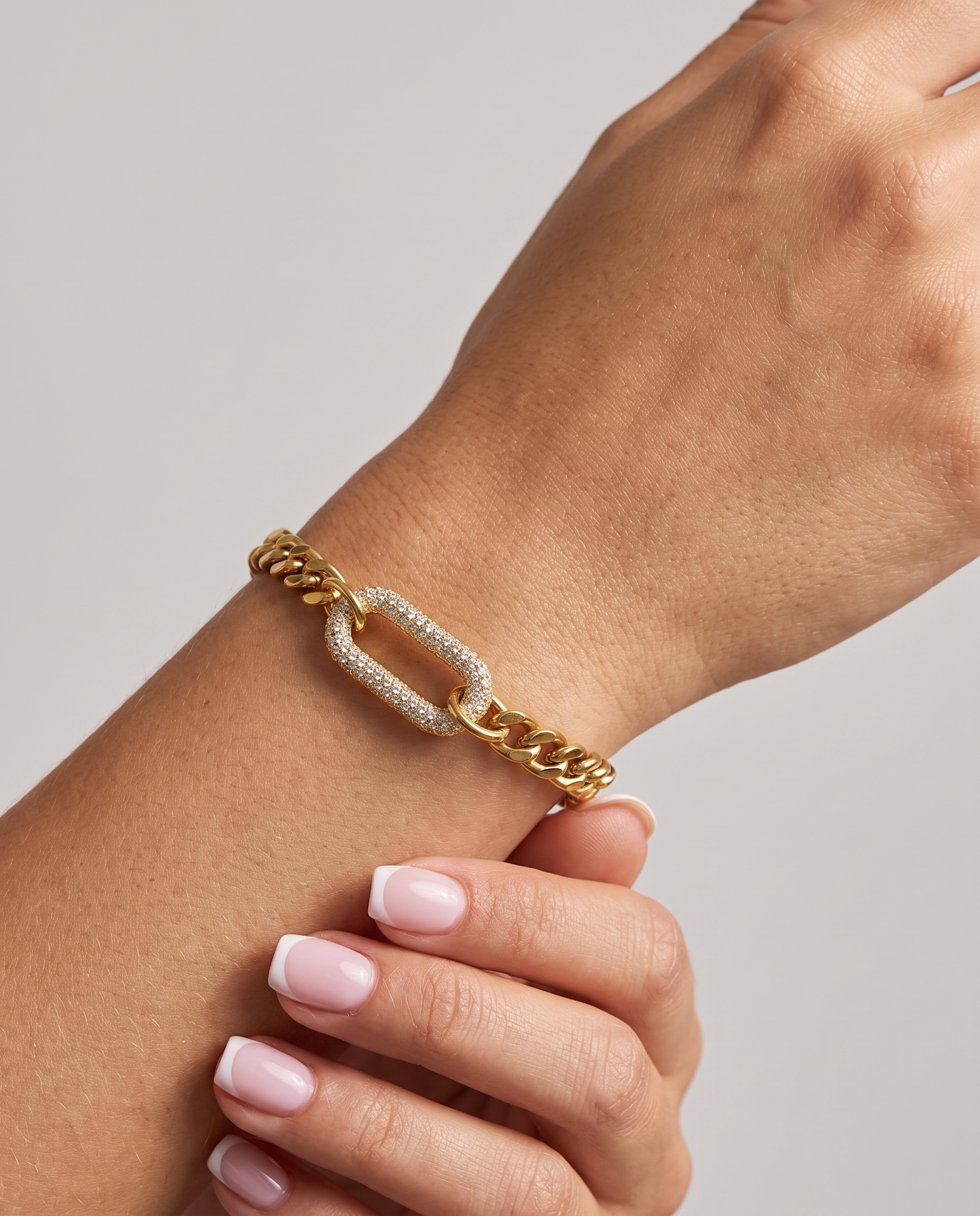 Pave bracelet worn on model wrist