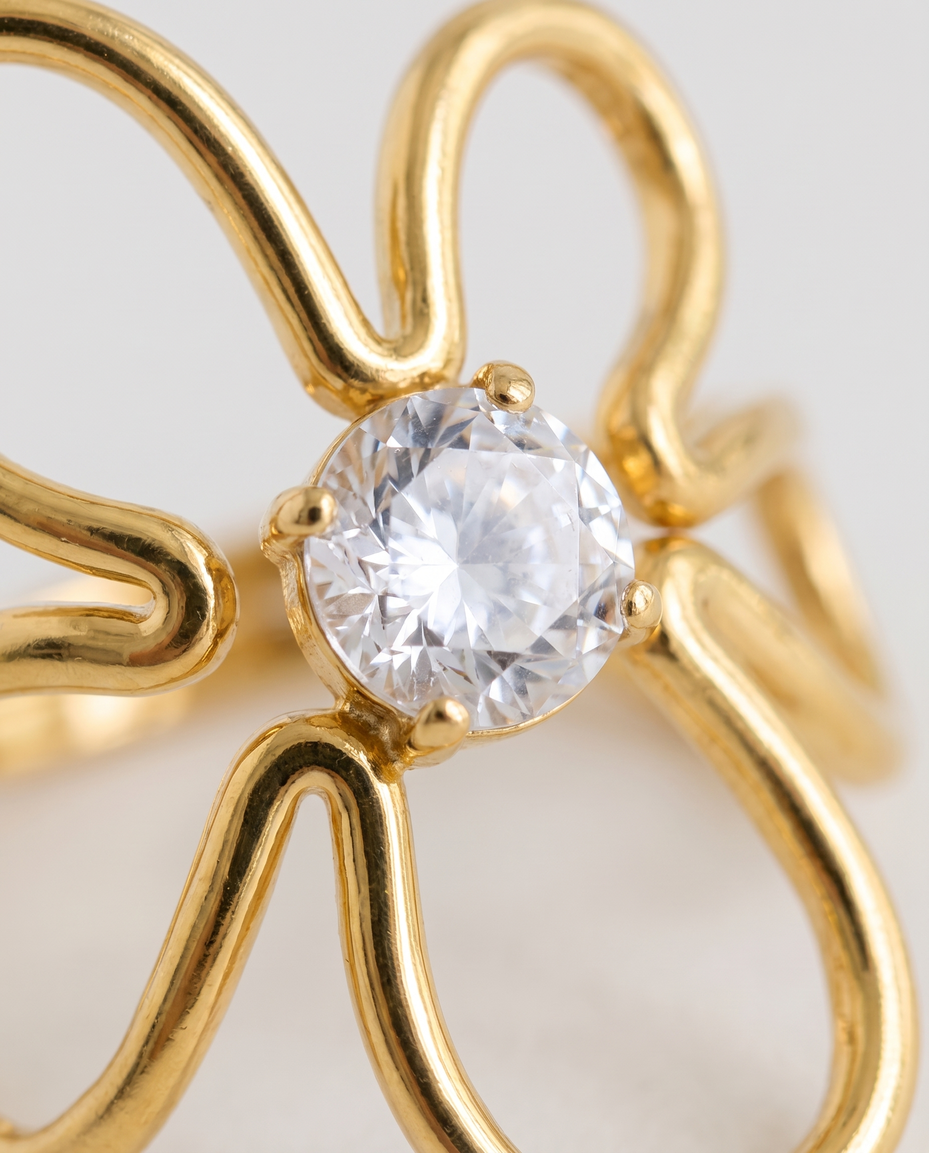 Lou white crystal ring macro detail