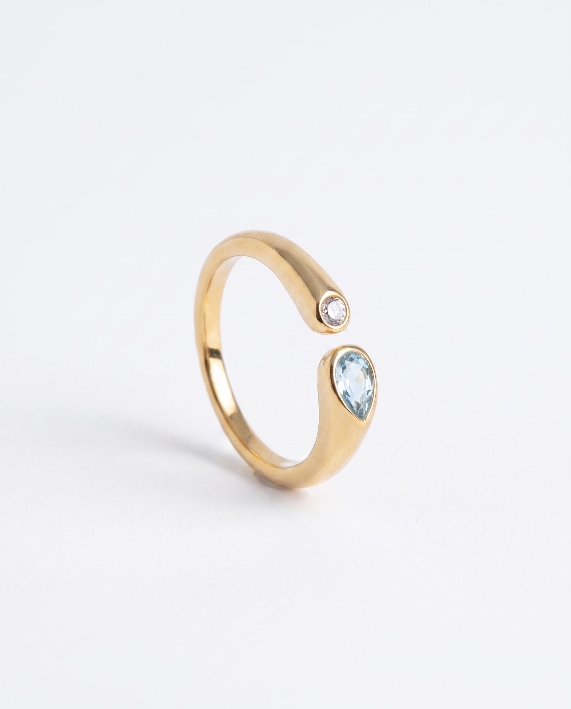 Birthstone ring March aquamarine blue
