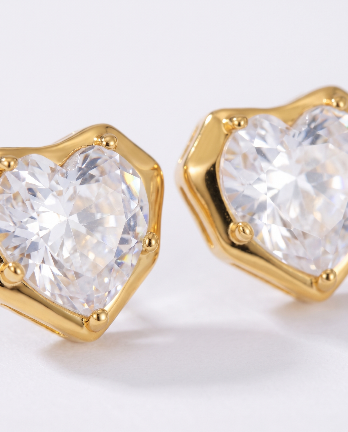 Juliette heart stud earrings macro detail