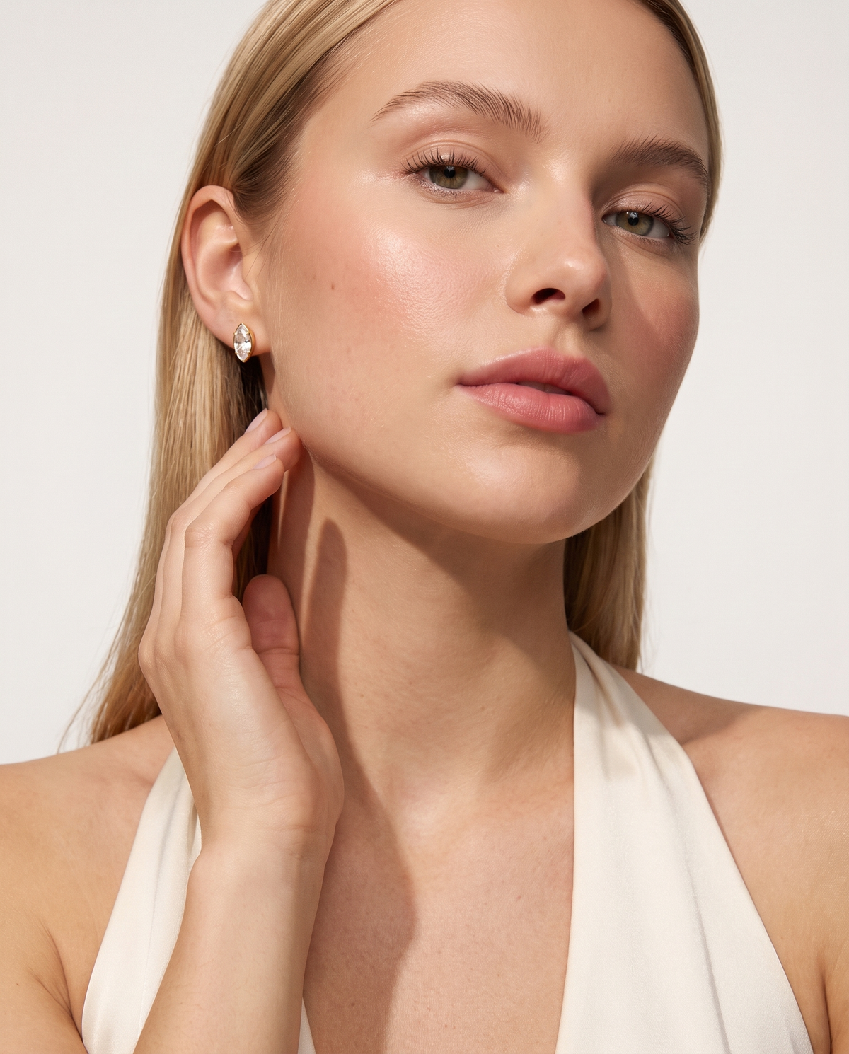 Margaux heart stud earring editorial studio flash