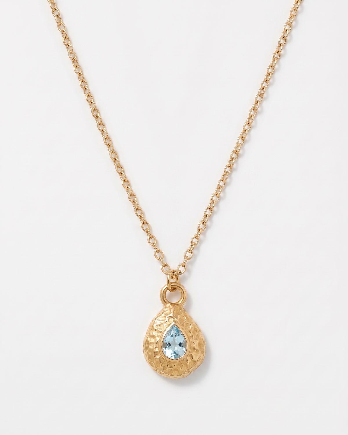 Birthstone necklace March aquamarine teardrop
