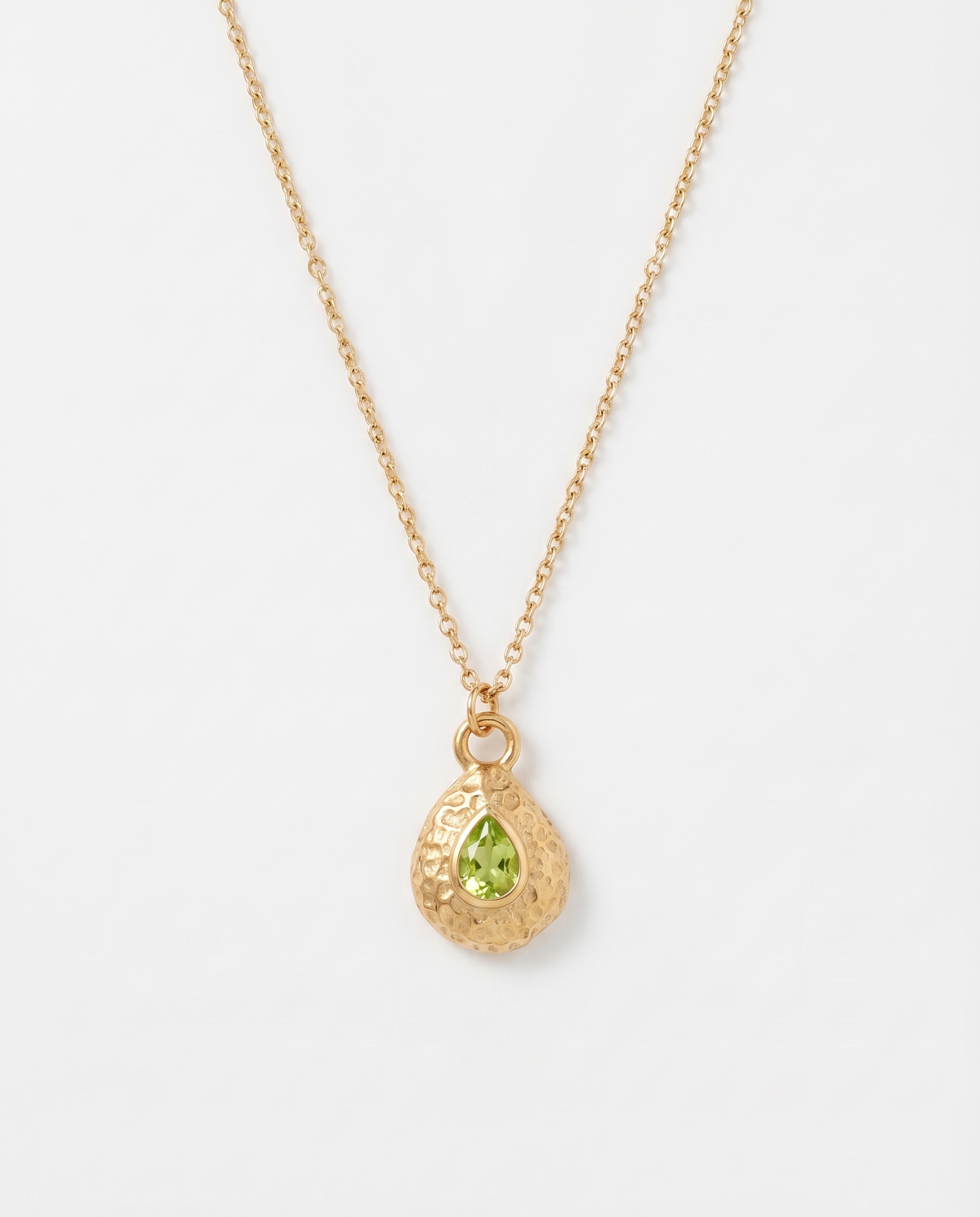 Birthstone necklace August peridot green teardrop