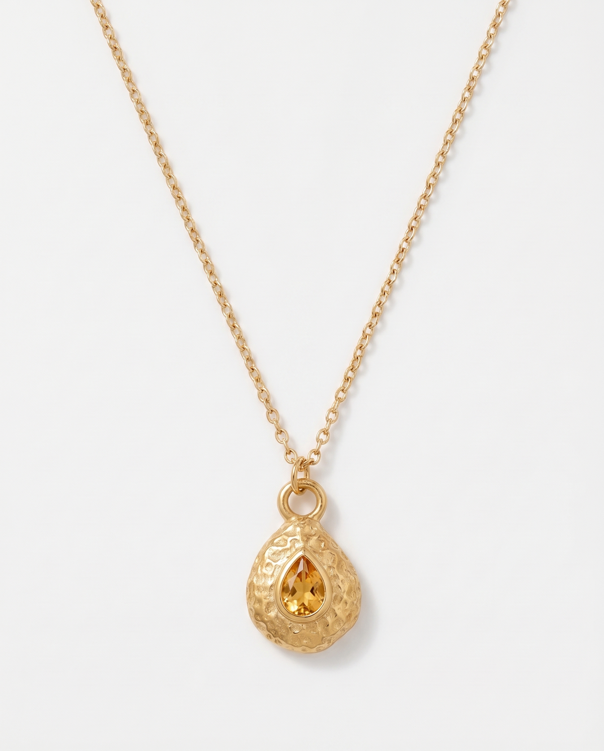 Birthstone necklace November citrine yellow teardrop