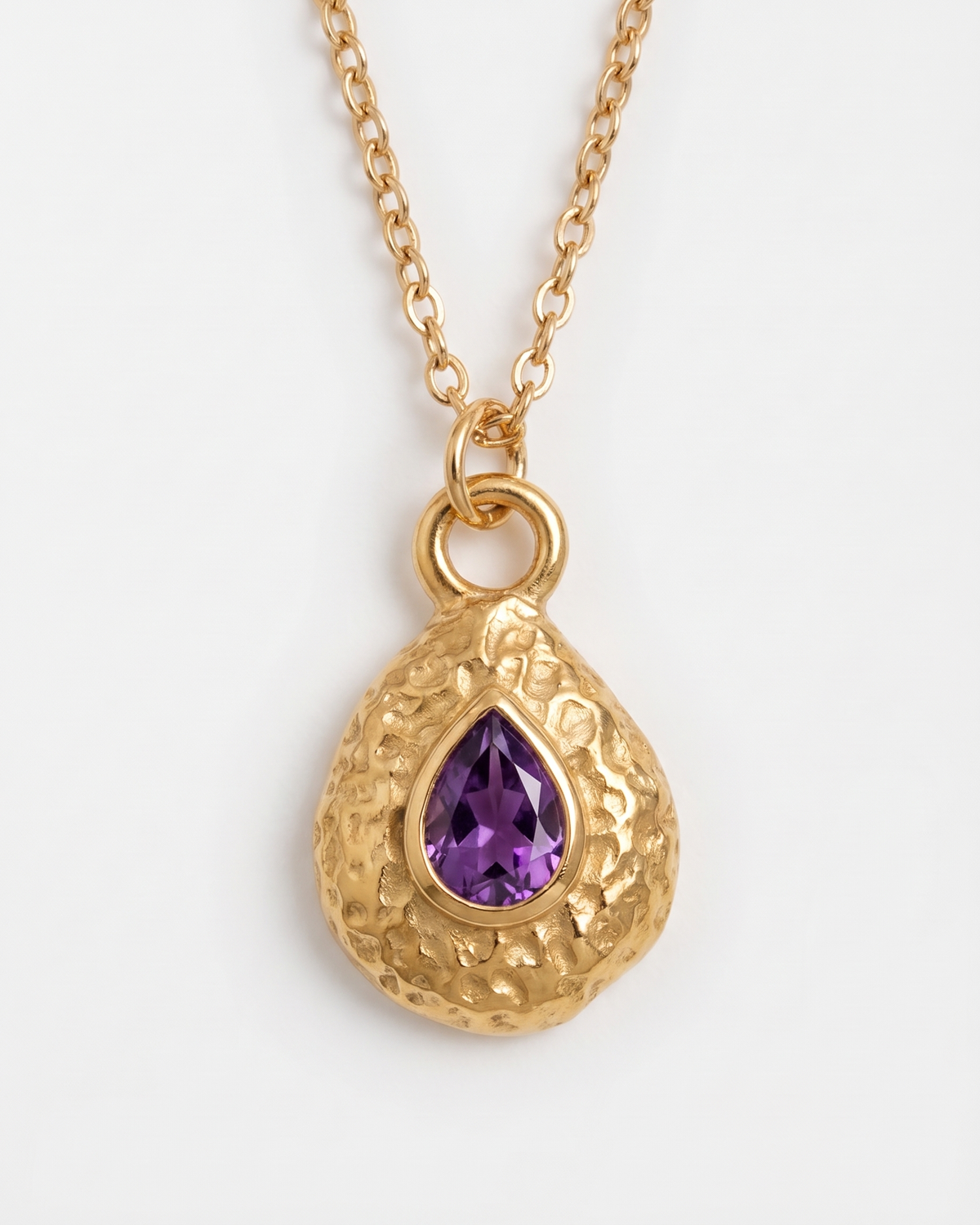 February amethyst necklace macro