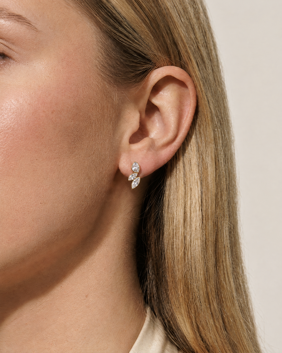 Liliane Petal Studs, 18k gold-plated, on model