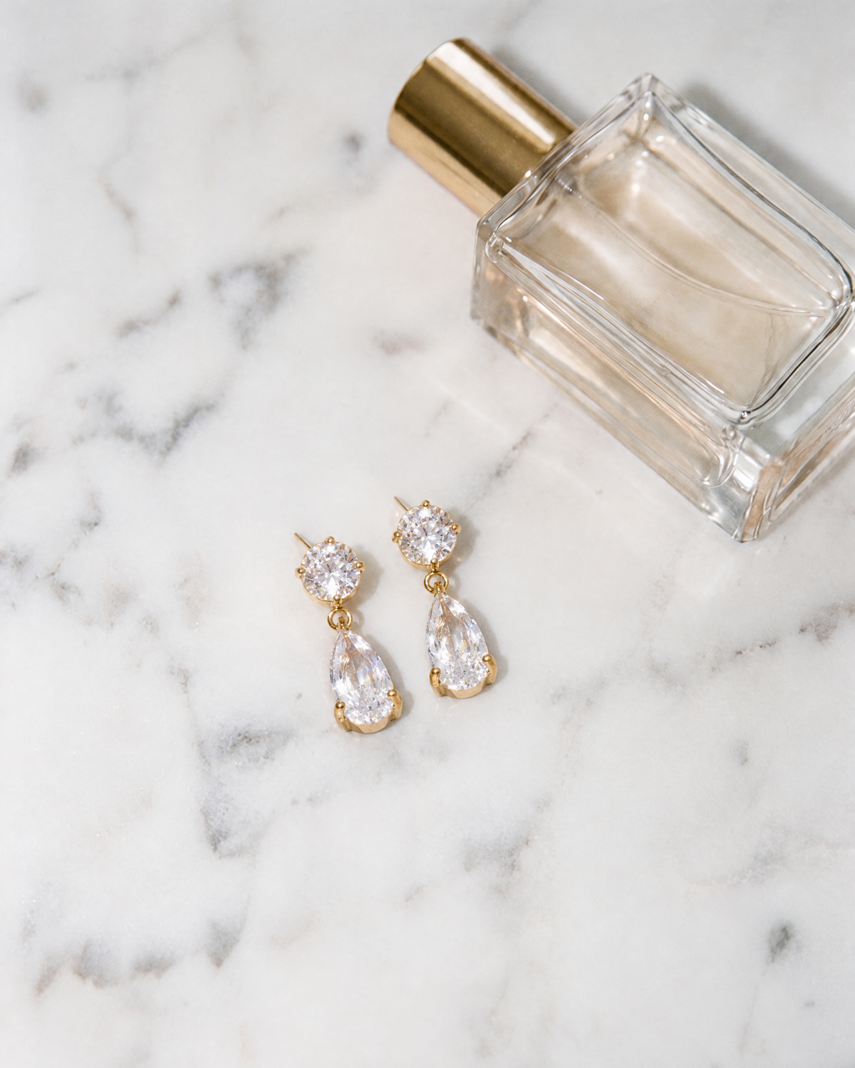 Paulette Drop Earrings, 18k gold-plated, flatlay