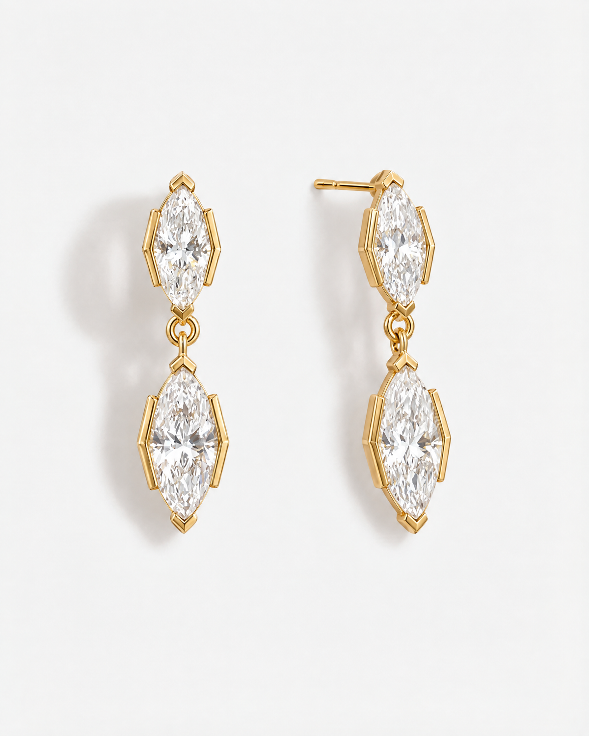 Isaure Marquise Drop Earrings, 18k gold-plated, product