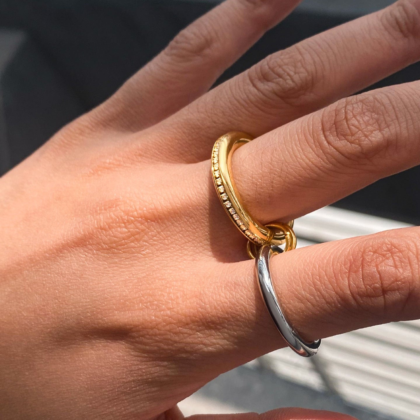 Two Tone Gold Silver Ring Stack