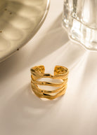 Cass Gold Ring Multi-Layer Adjustable 18k Gold Ring