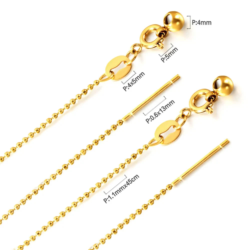 Adjustable gold beaded ball chain necklace