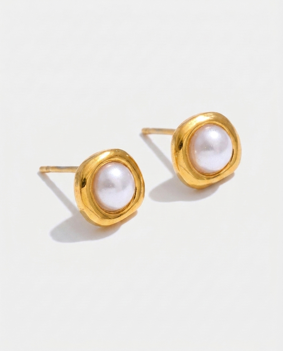 Romy Pearl Studs - angled view