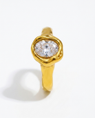 Suri Ring gold oval crystal molten bezel ring