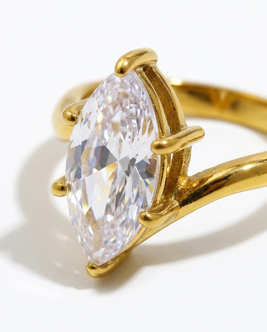 Giselle Marquise Ring close-up marquise cubic zirconia prongs