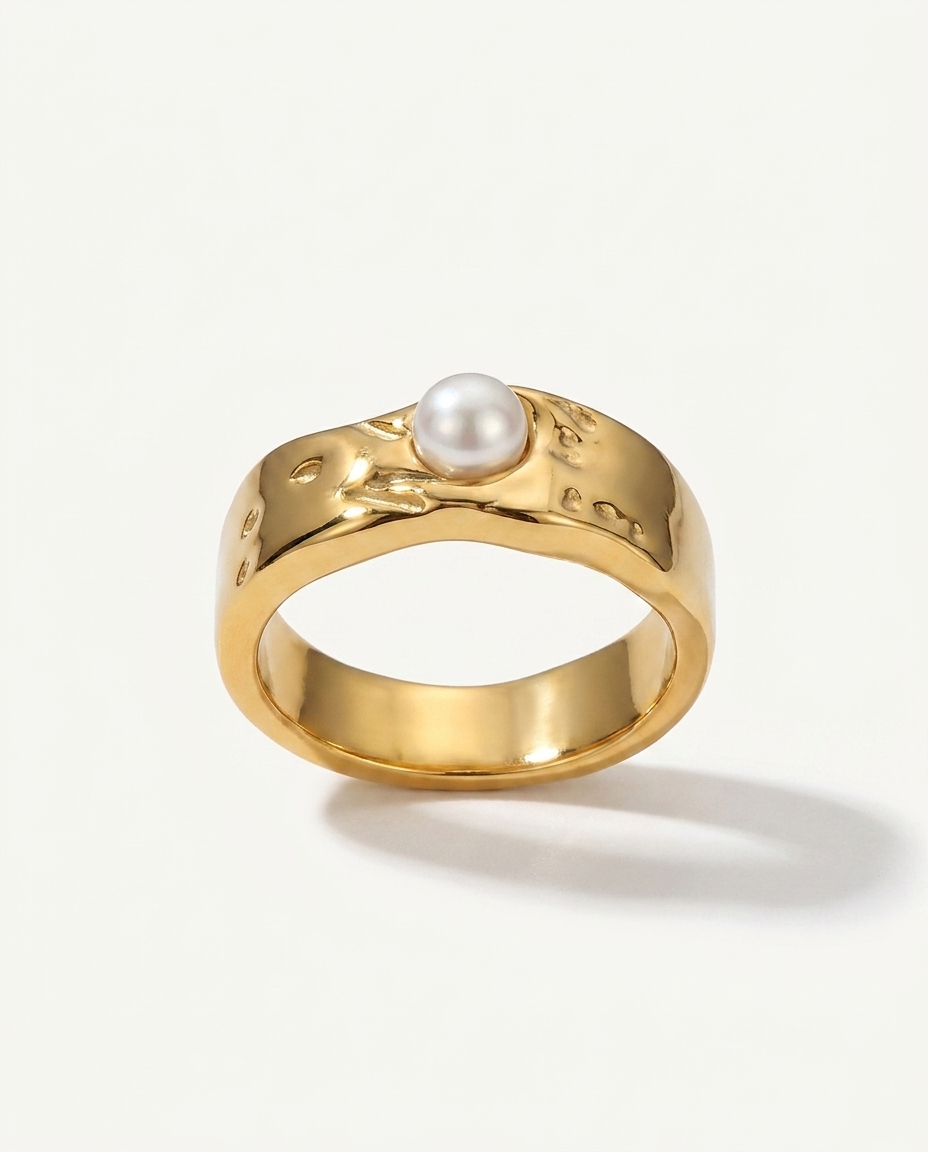 Bianca Pearl Ring chunky gold pearl ring