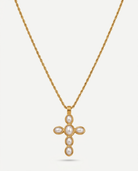 Liora Cross Necklace gold cross symmetric hero light grey
