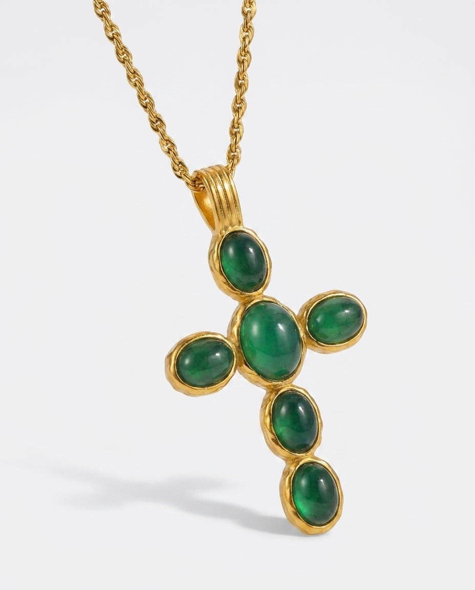 Anouk Cross Necklace close-up gold cross pendant