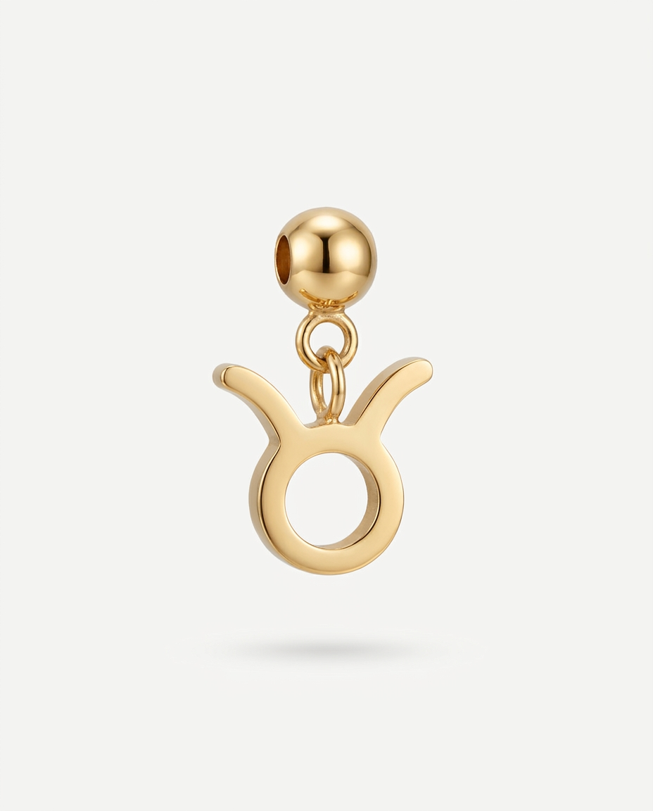 Taurus gold zodiac charm