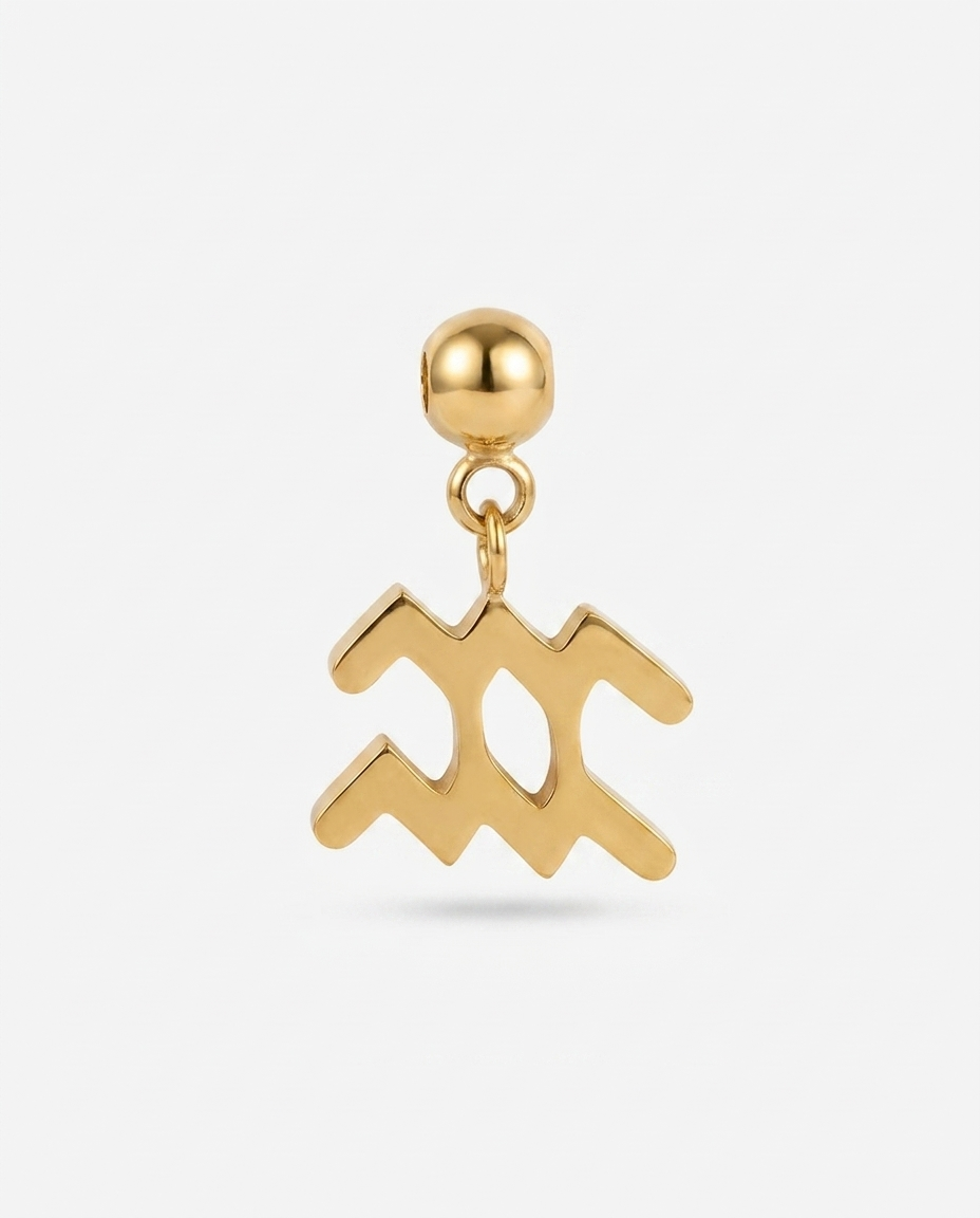 Aquarius gold zodiac charm
