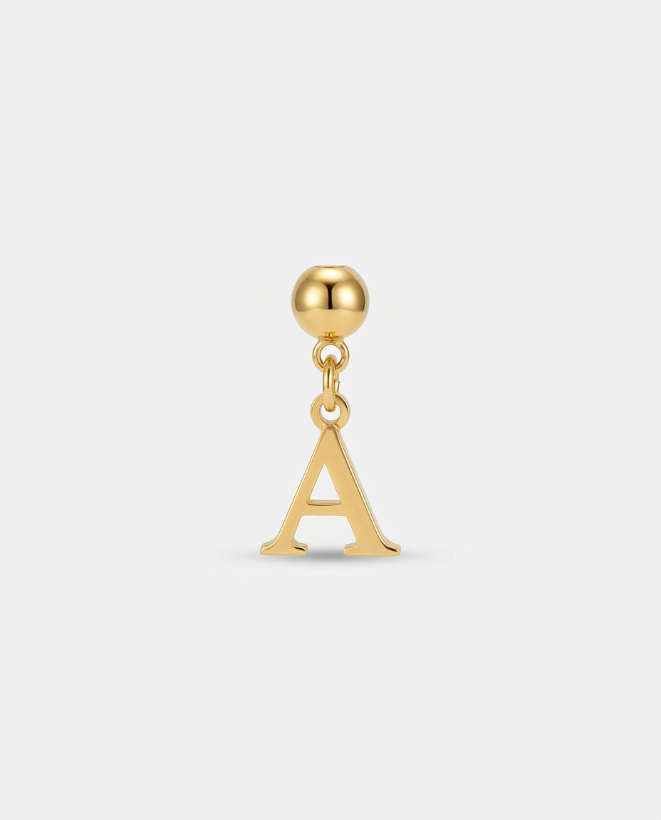 Gold initial A charm pendant