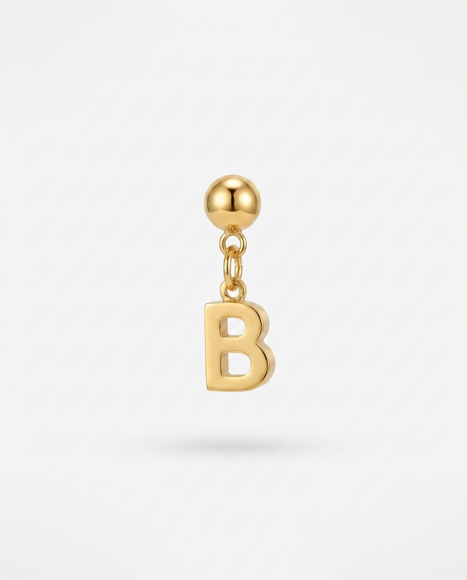 Gold initial B charm pendant