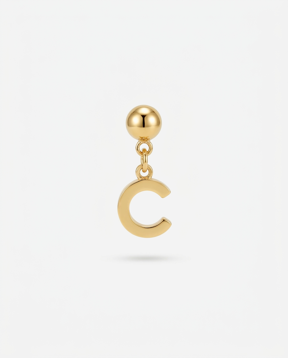 Gold initial C charm pendant
