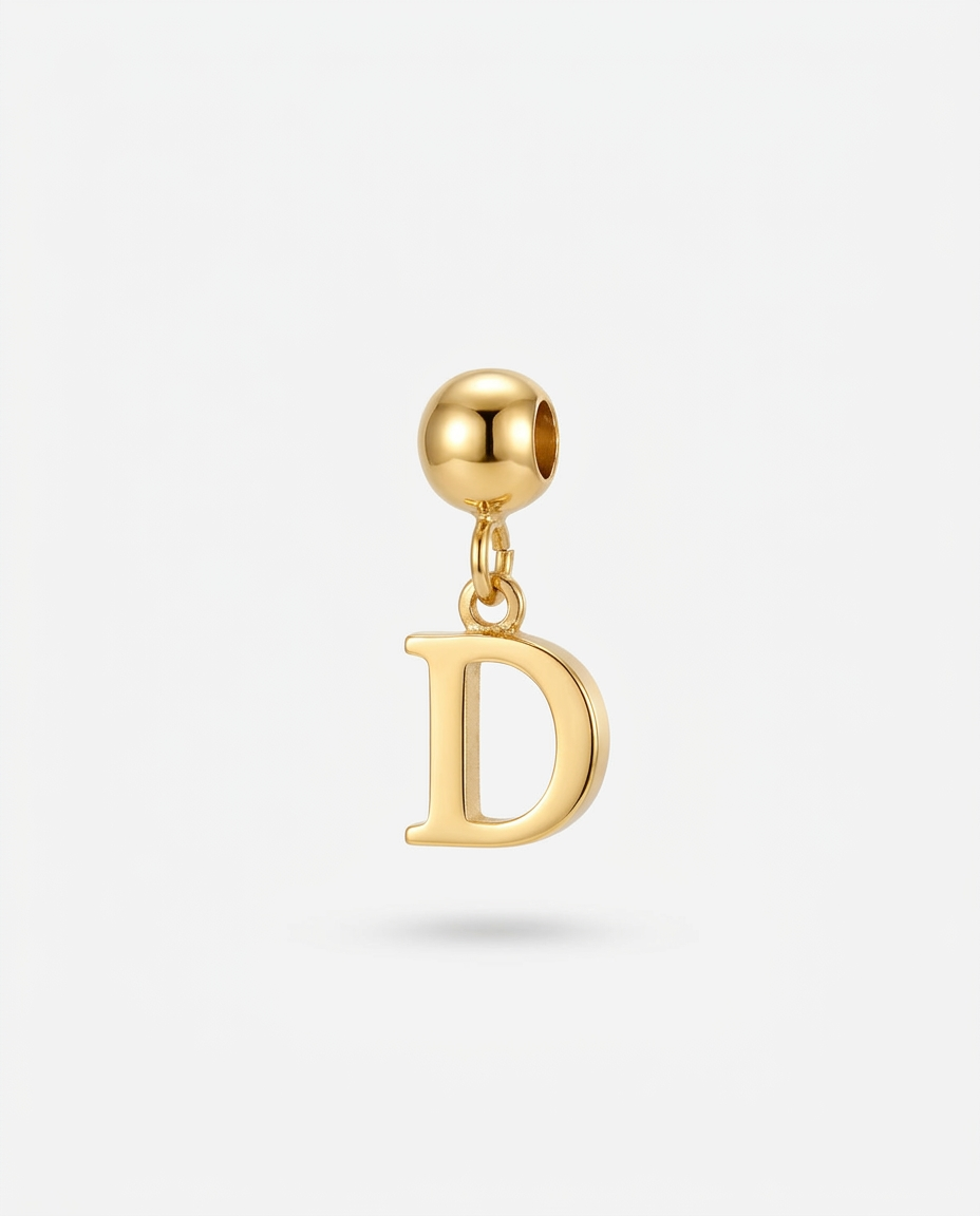 Gold initial D charm pendant