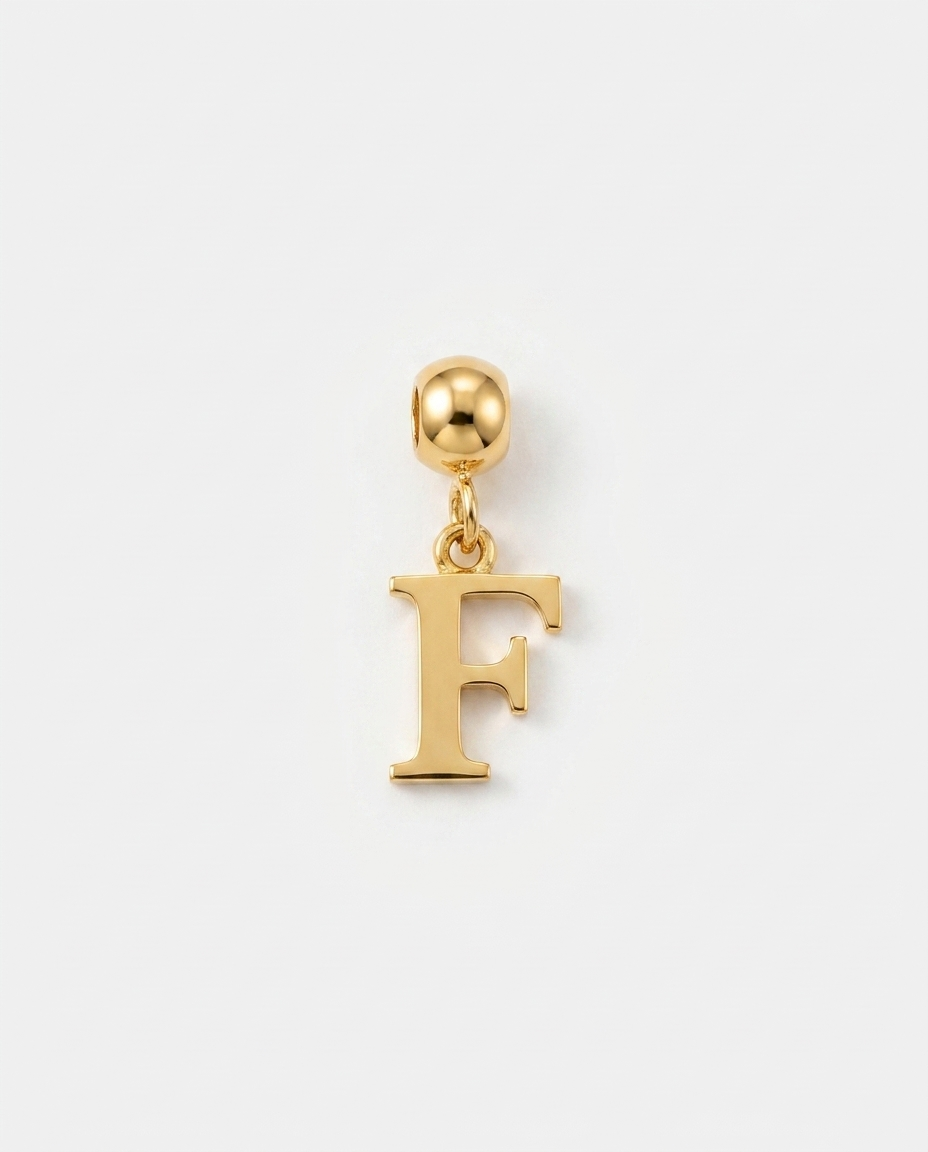 Gold initial F charm pendant