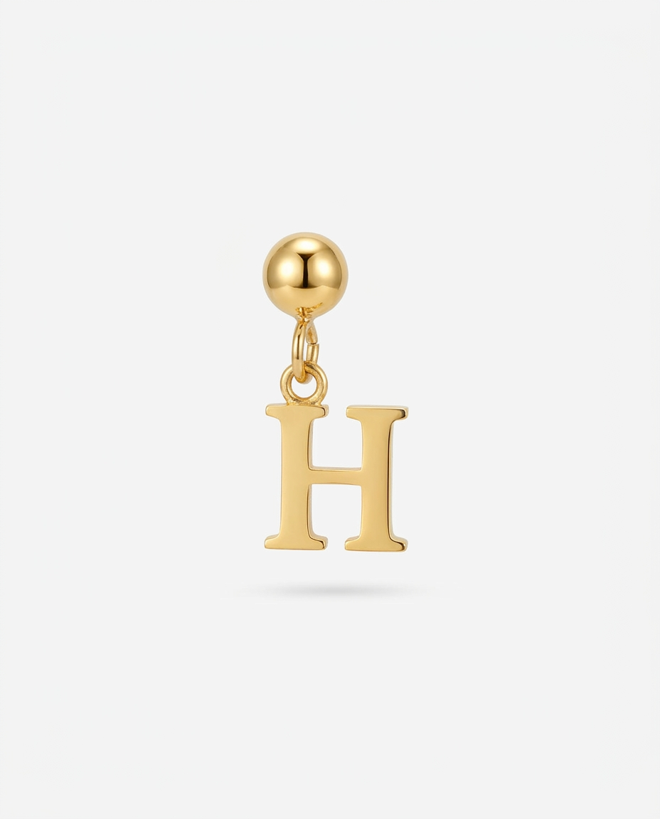 Gold initial H charm pendant