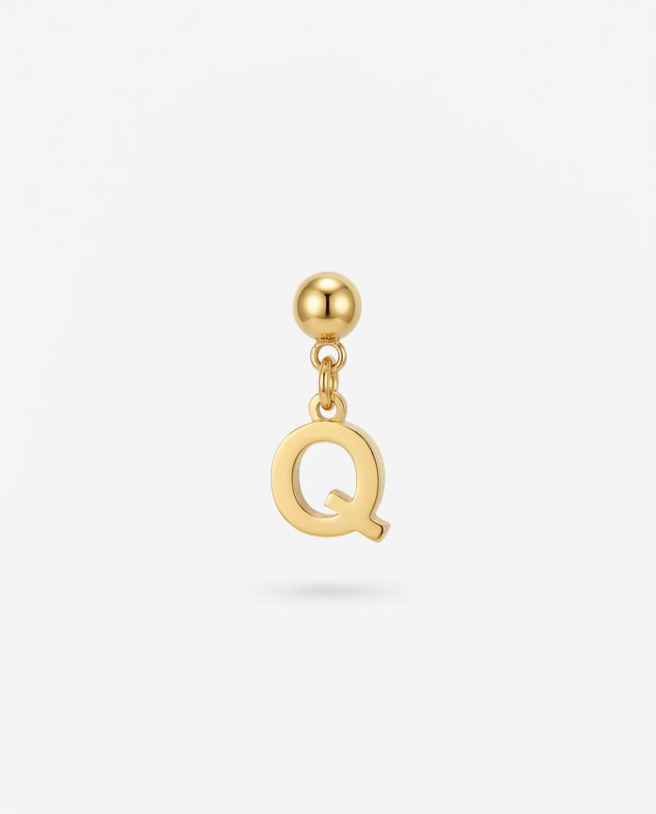 Gold initial Q charm pendant