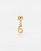 Gold number 6 charm pendant