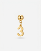 Gold number 3 charm pendant