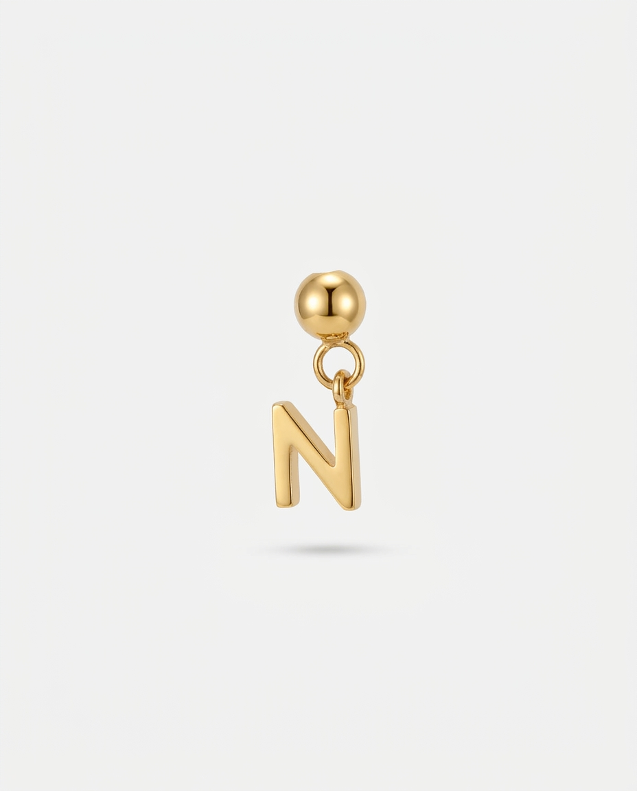 Gold initial N charm pendant