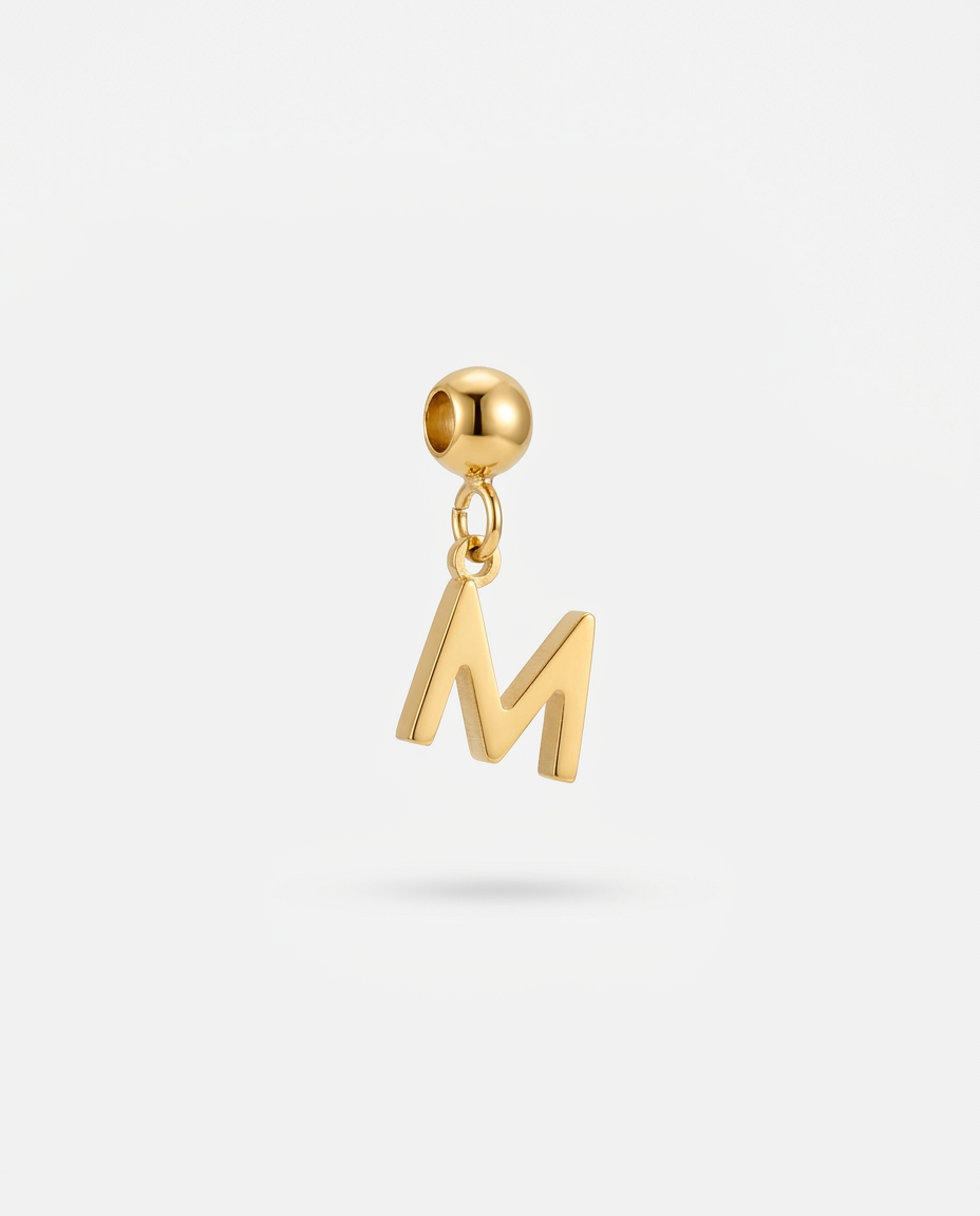Gold initial M charm pendant
