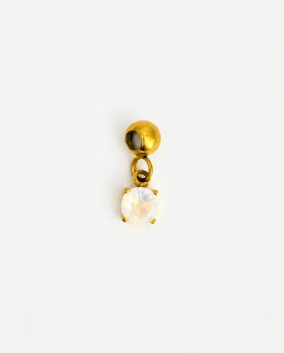 June birthstone gold charm pendant, pearl
