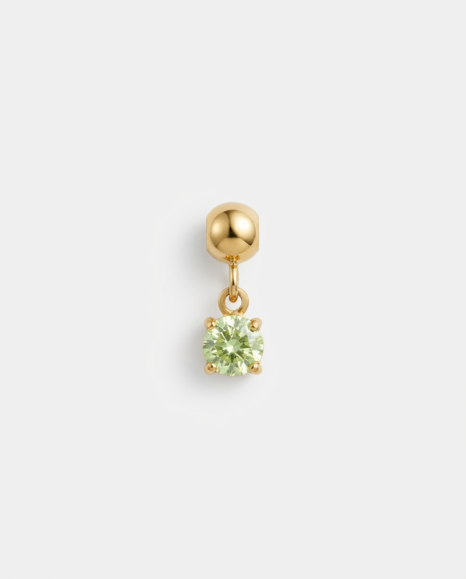 August birthstone gold charm pendant, peridot