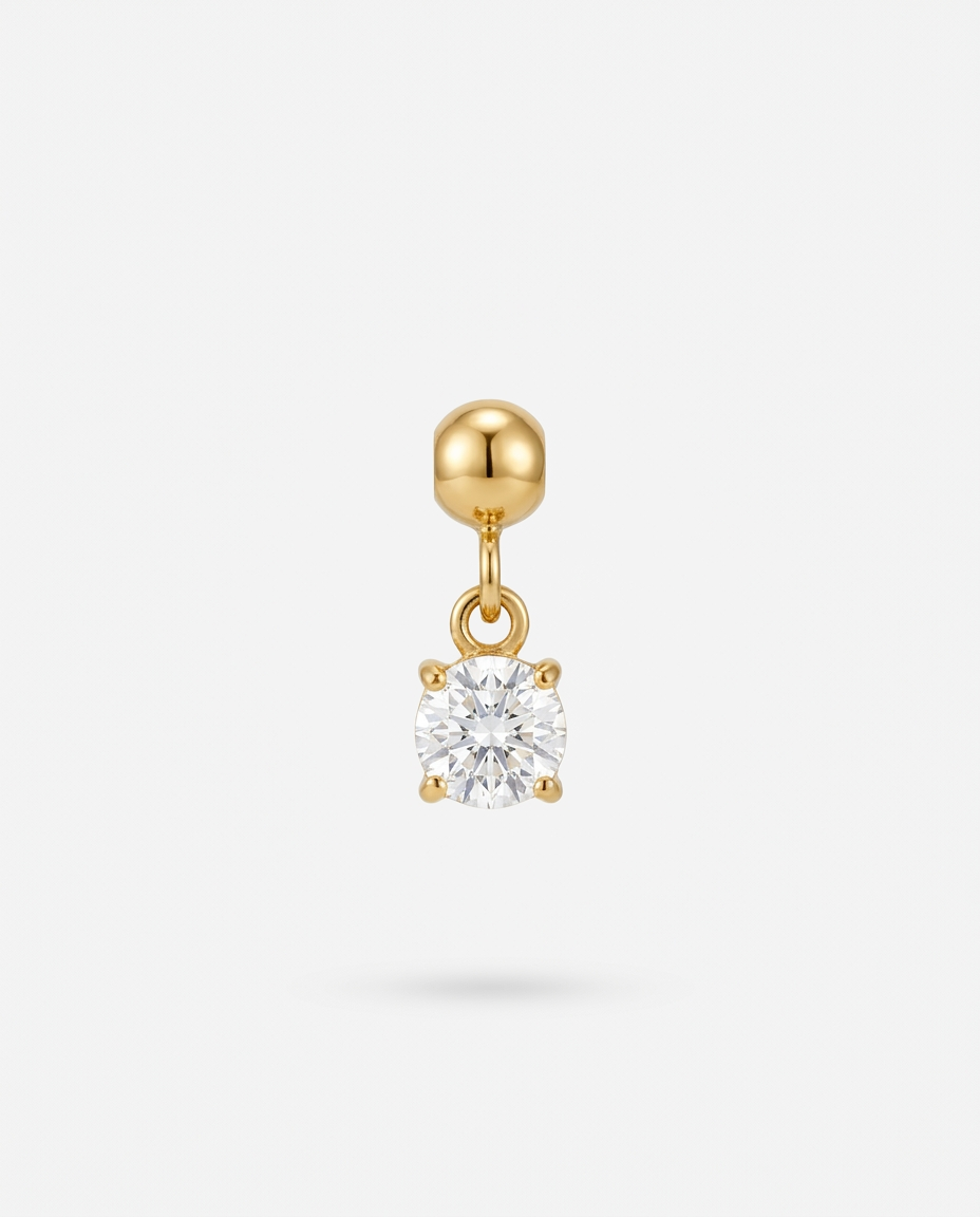 April birthstone gold charm pendant, diamond
