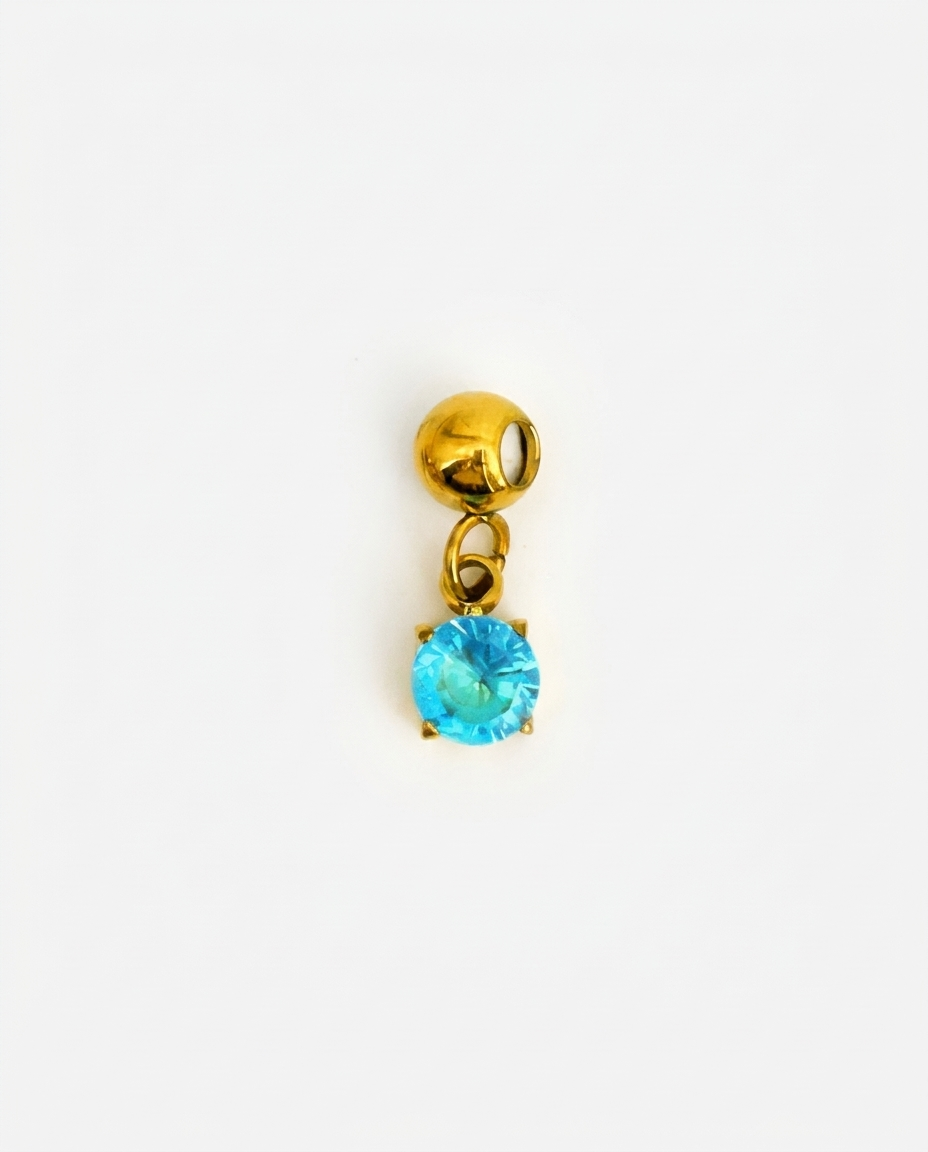 March birthstone gold charm