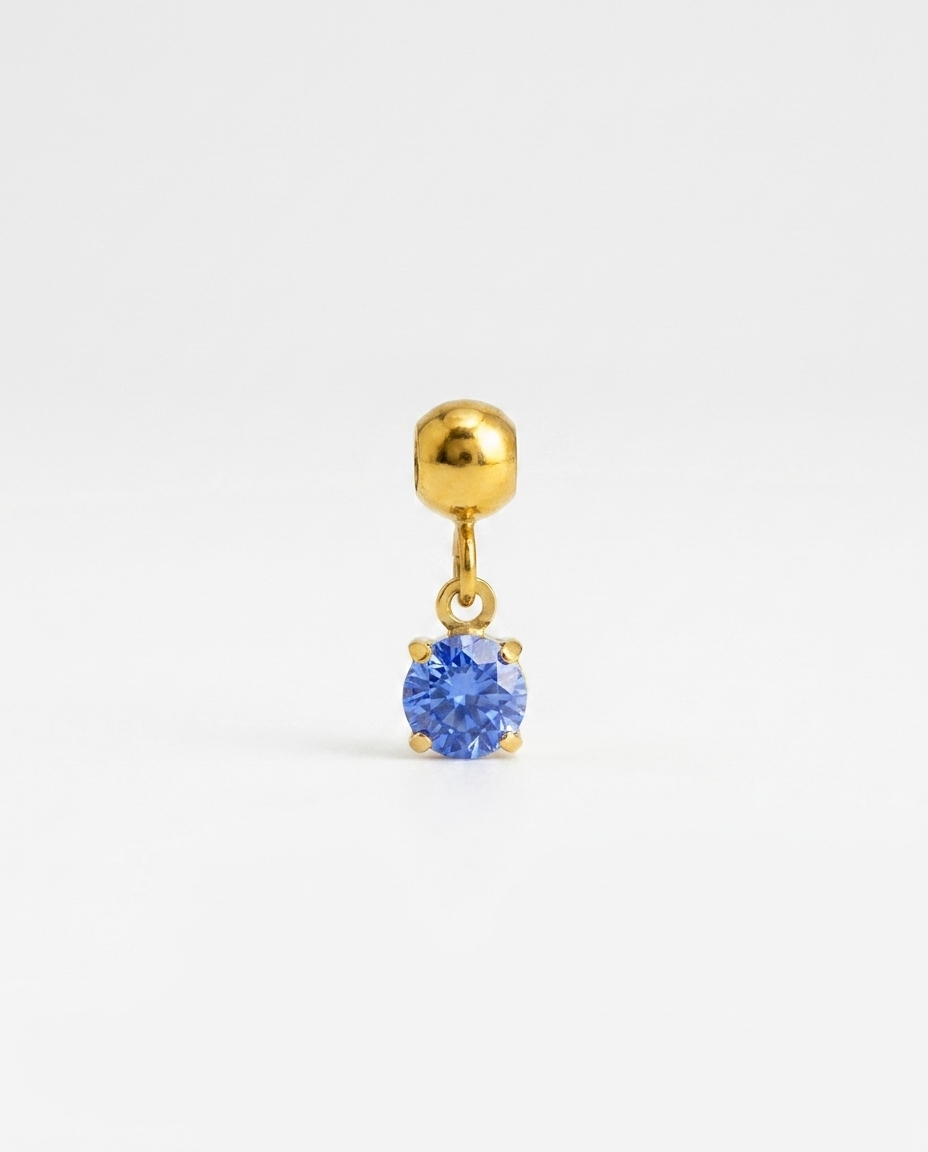 December birthstone gold charm pendant, turquoise