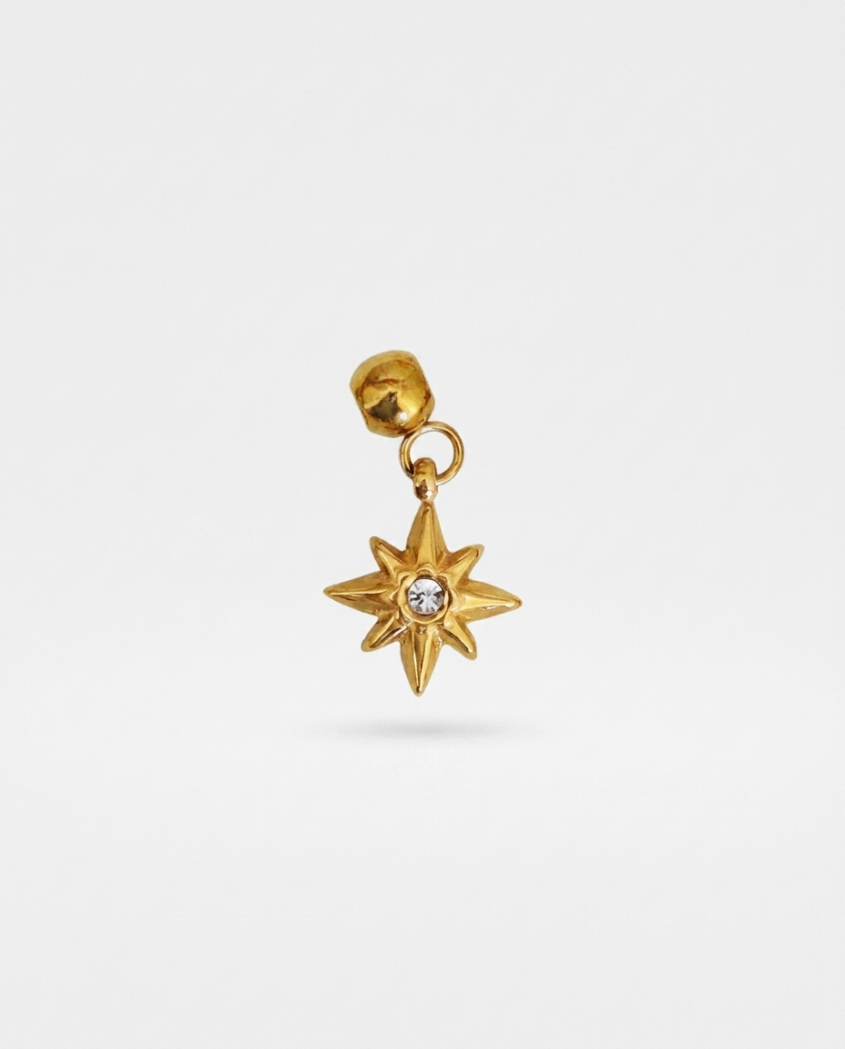 Compass star gold charm pendant hero